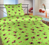 Pre najmenšie deti kvalitné krepové posteľné obliečky do postieľky Lienky zelenej, | 90x130, 45x60 cm