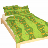 Krepová posteľná bielizeň pre deti so žirafou v zelenej farbe, | 140x200, 70x90 cm