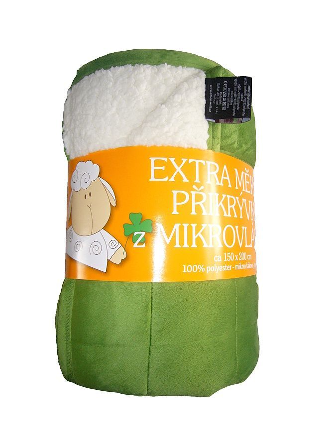 V farbe zelenej a bielej kvalitné deka z mikrovlákna Ovečka zelená / biela, Svitap