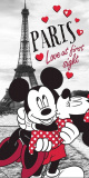 Veľmi kvalitná plážová bavlnená detská osuška Mickey and Minnie in Paris, | rozmer 70x140 cm.