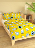 Na žltom podklade motív ovečiek u bavlnenej posteľnej obliečky Ovečky žlté, | 90x130, 45x60 cm