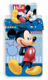 Pre deti do modrej farby ladené bavlnené posteľné obliečky Mickey 004 Hello, | 140x200, 70x90 cm