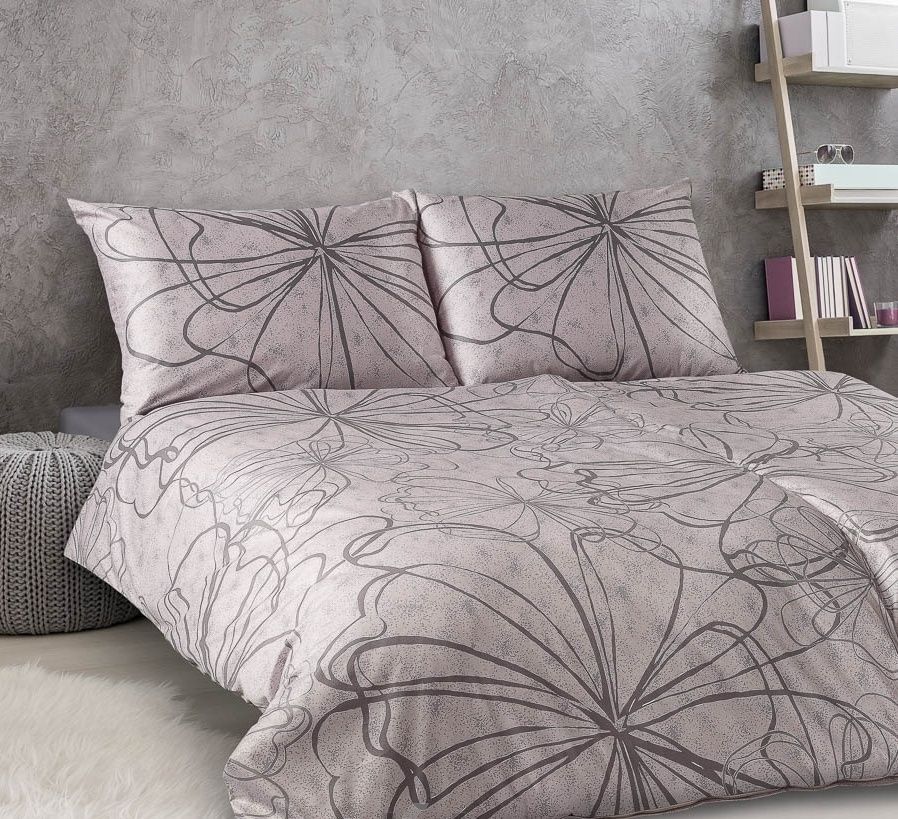 Moderné damaškové posteľné obliečky Geon nordic variantov šedoružové, Veba