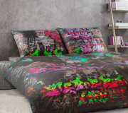 V pestrých farbách moderné saténové obliečky Geon Graffiti art, | 140x200, 70x90 cm