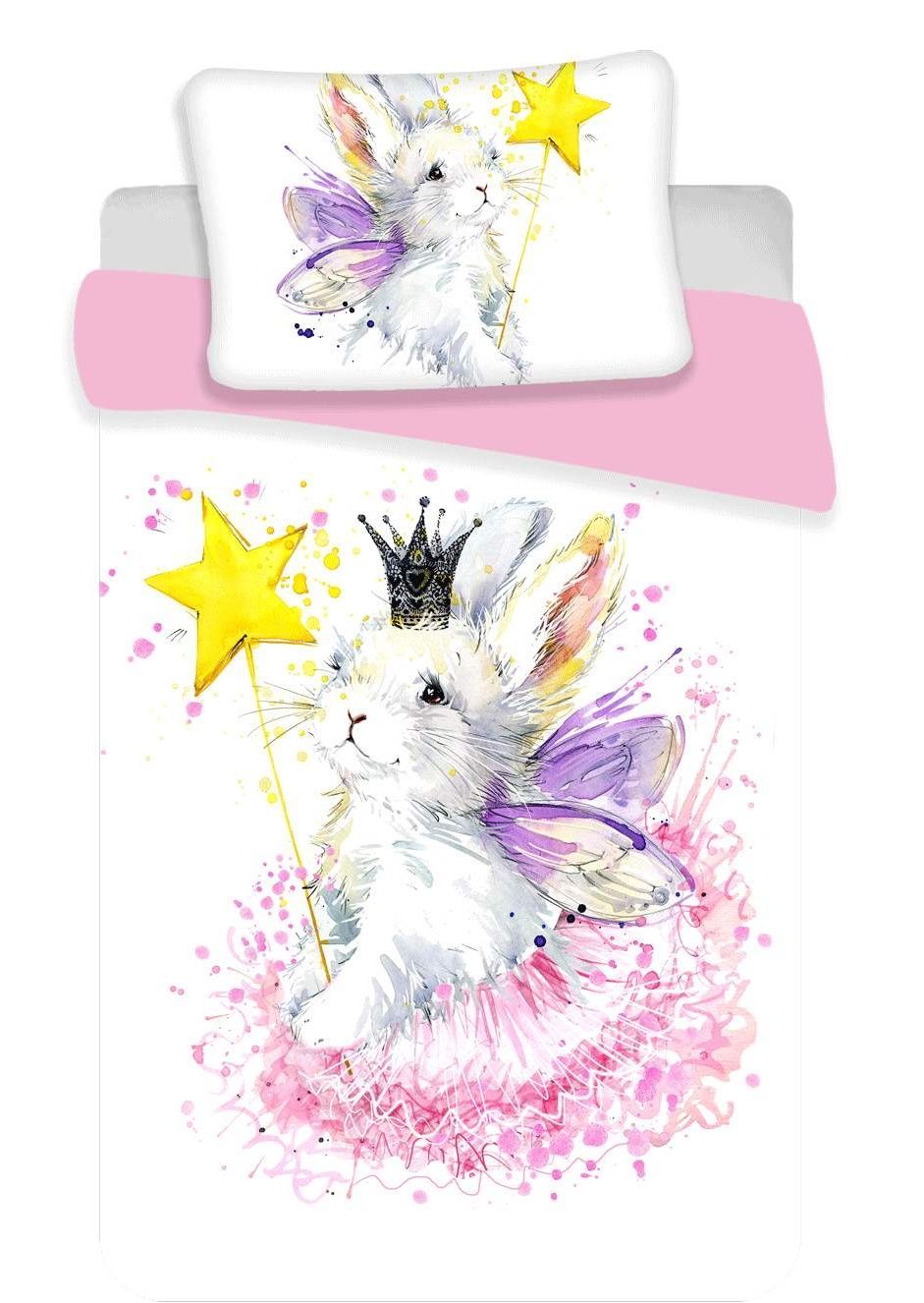 Krásne bavlnené obliečky s obrázkom zajačika s krídlami a čarovnou paličkou, Jerry Fabrics