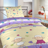 Kvalitné bavlnené posteľné obliečky do postieľky Ovečky veľké fialové, | 90x130, 45x60 cm