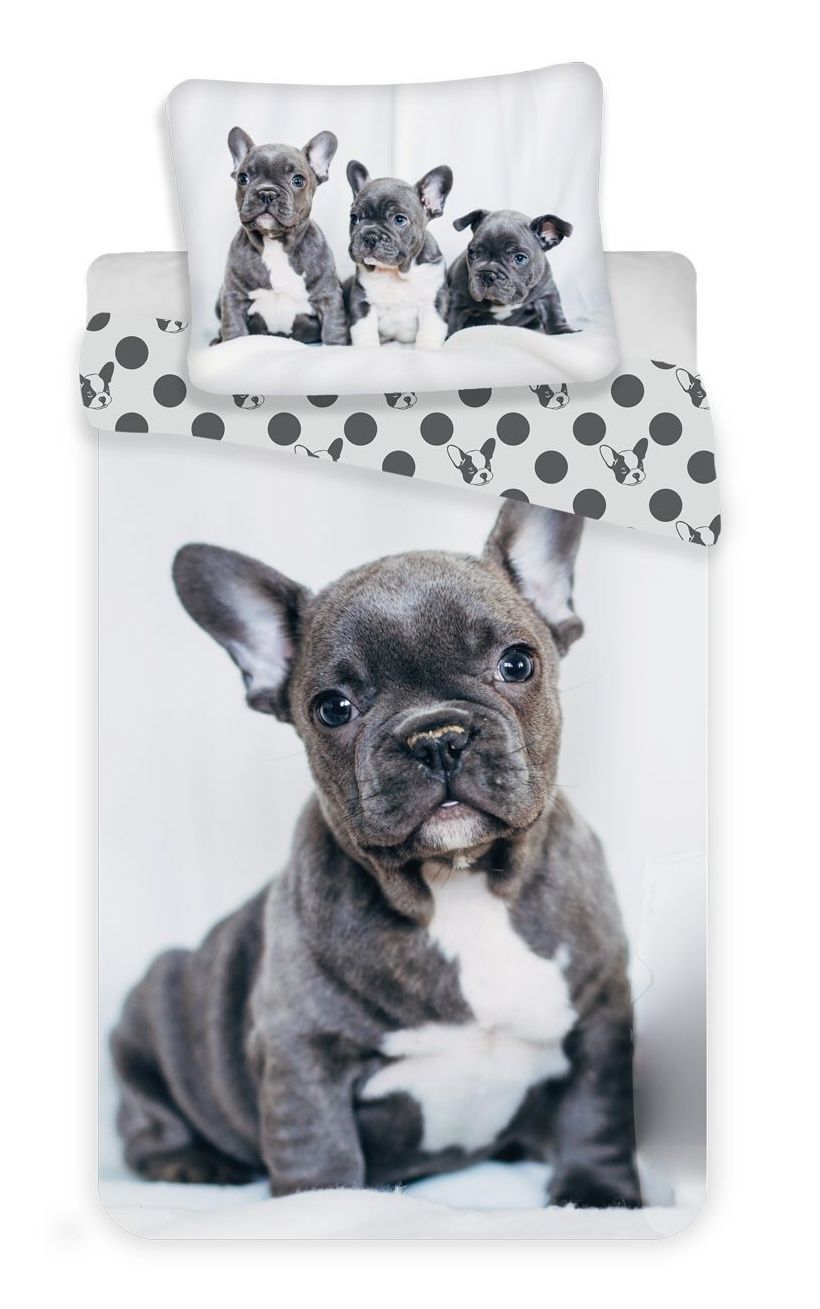 Kvalitné obojstranné bavlnené posteľné obliečky fototlač Bulldog, Jerry Fabrics