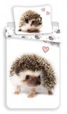 Krásne bavlnené obliečky s fotkou ježka na bielom pozadí, | 140x200, 70x90 cm