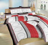 Komfortné bavlnené posteľné obliečky Kružnica červenej, | 140x200, 70x90 cm