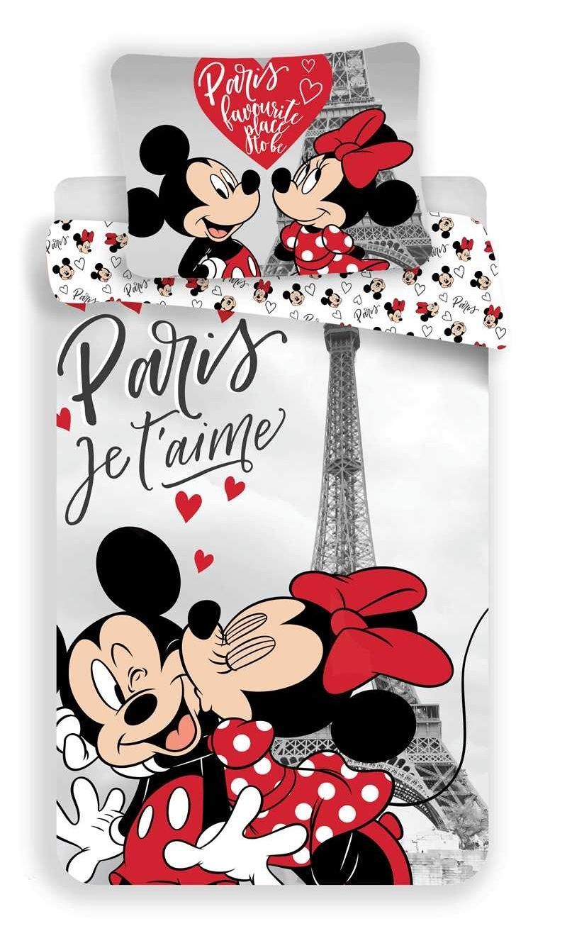Motív myšky a myšiaka na kvalitnom bavlnenom posteľných obliečkach MM in Paris Eiffel tower, Jerry Fabrics