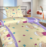 Do veselých farieb ladené detské bavlnené posteľné obliečky Ovečky veľké fialové, | 140x200, 70x90 cm