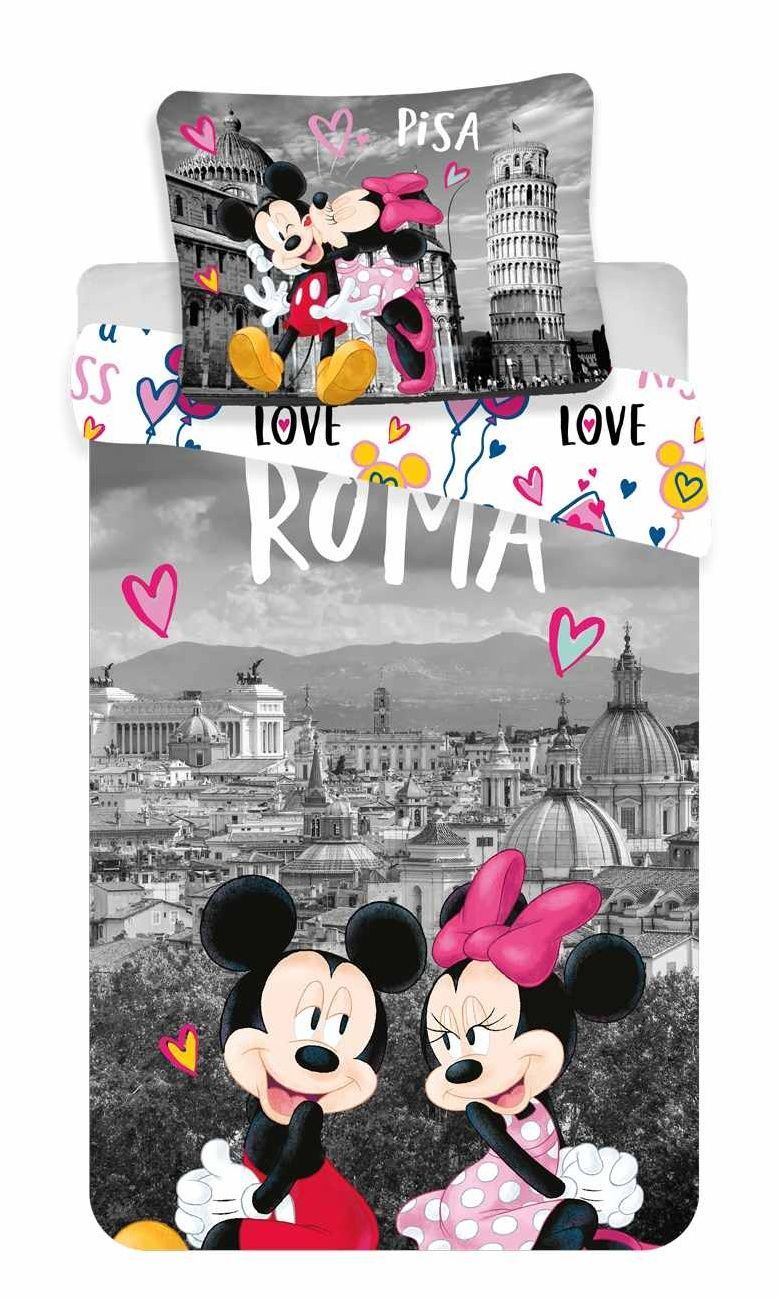 Jemné bavlnené detské obliečky s postavičkami Mickey a Minnie v Ríme, Jerry Fabrics