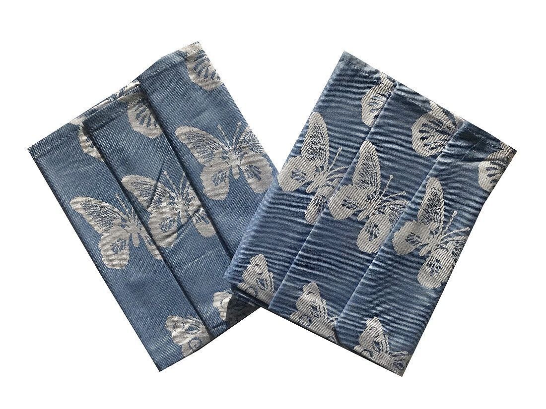 Sada troch bavlnených utierok s obrázkom motýlika v modrej farbe, Svitap