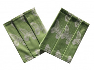 Sada troch bavlnených utierok s obrázkom motýlika v zelenej farbe, | rozmer 50x70 cm.