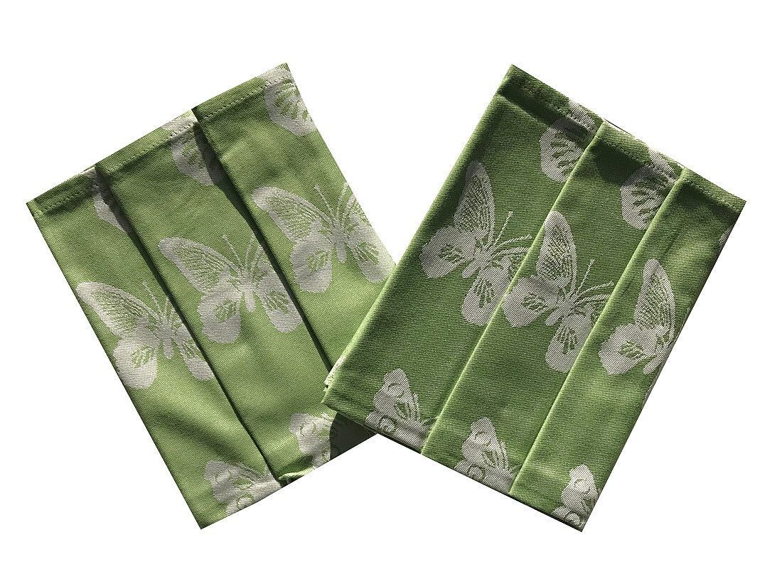 Sada troch bavlnených utierok s obrázkom motýlika v zelenej farbe, Svitap
