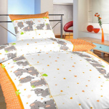 Bavlnené obliečky Slony oranžoví | 140x200, 70x90 cm, 40x40 cm povlak, 40x50 cm povlak