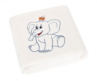 Detská prikrývka Micro s výšivkou sloník biela | rozmer 75x100 cm.
