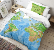 3D obliečky Mapa sveta | 140x200, 70x90 cm