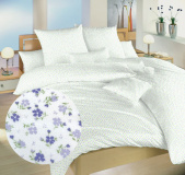 V kombinácii farieb bielej a fialovej kvalitné bavlnené posteľné obliečky Kvetinky fialové, | 140x200, 70x90 cm