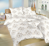 Bavlnené posteľné obliečky s tapetovým vzorom Klenotnica béžová, | 140x200, 70x90 cm