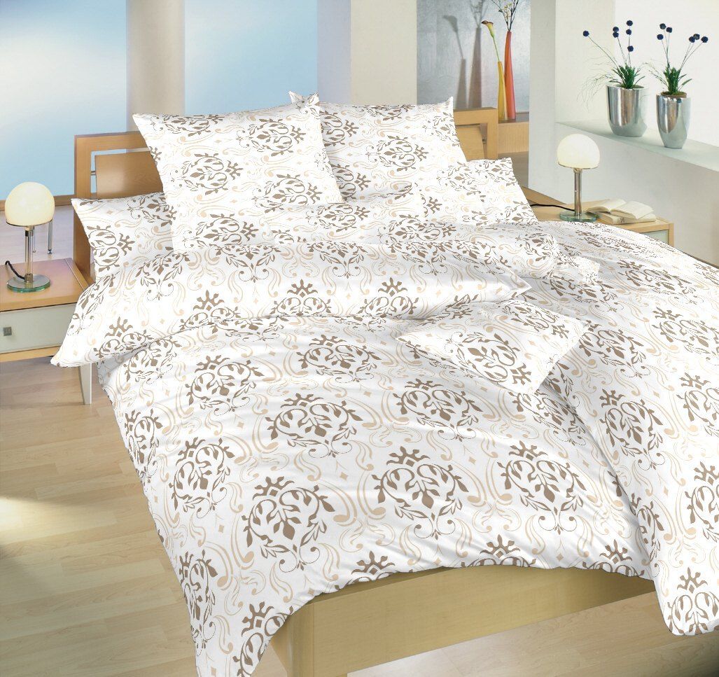 Bavlnené posteľné obliečky s tapetovým vzorom Klenotnica béžová, Dadka