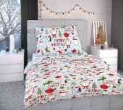 Vianočné bavlnené obliečky CHRISTMAS šedej | 140x200, 70x90 cm, 220x200, 2x70x90 cm