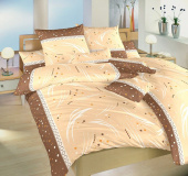 Krepové posteľné obliečky Galaxia nugát so vzorom bodiek a čiarok, | 140x200, 70x90 cm