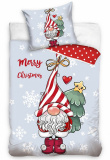 Detské bavlnené obliečky s Vianočným motívom Škriatok, | 140x200, 70x90 cm