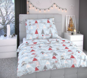Bavlnené obliečky s vianočným motívom Stromy šedej, | 140x200, 70x90 cm