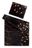 Mikroflanelové posteľné obliečky s lístkami Ginkga v čiernej farbe, | 140x200, 70x90 cm