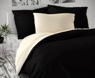 Saténové posteľné obliečky LUXURY COLLECTION - čierne/smotanové, | 140x220, 70x90 cm