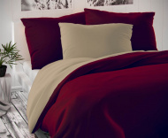 Českej výroby luxusné saténové posteľné obliečky LUXURY COLLECTION - vínovej / béžovej, | 140x200, 70x90 cm