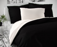 Saténové posteľné obliečky LUXURY COLLECTION - čierne / biele, | 140x200, 70x90 cm