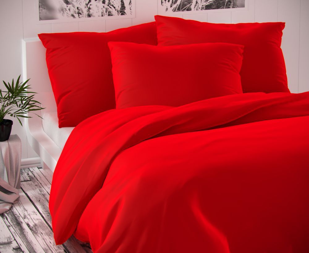 Luxusné saténové obliečky červenej farby Kvalitex