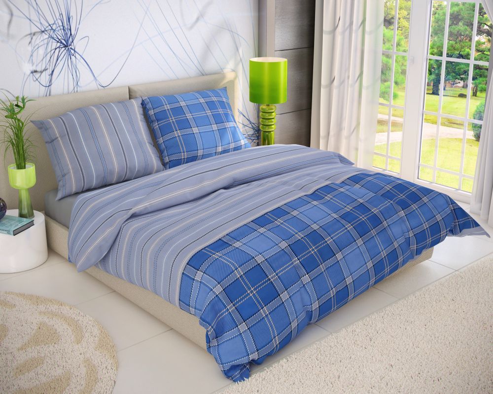 Obojstranné bavlnené posteľné prádlo DELUX CAMPUS modré, Kvalitex