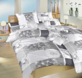 Kvalitná saténová posteľná bielizeň s nežehlivou úpravou Púpavy 3D sivé, | 140x200, 70x90 cm